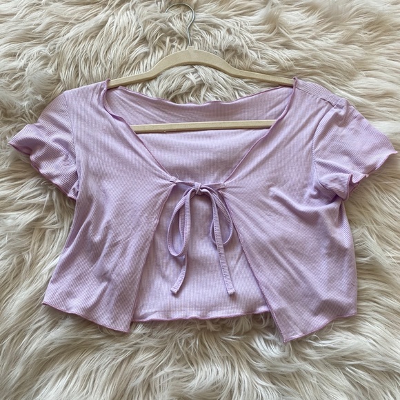 Shein Lavender Tie Top - Picture 1 of 3